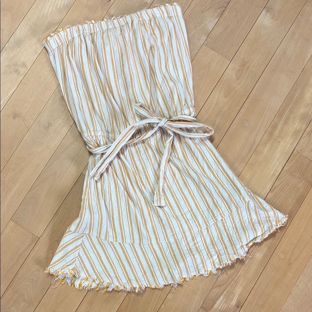 Striped Yellow Cream Tie-Waist Women’s Skirt